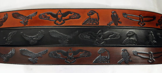 Embossed Leather Belt 1 1/2" Wide Wildlife Eagle