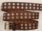 Leather Belt Double Hole With Nickel Plate Buckle and Grommets 1 1/2" Wide