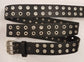 Leather Belt Double Hole With Nickel Plate Buckle and Grommets 1 1/2" Wide