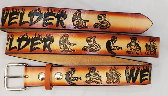 Embossed Leather Belt 1 1/2" Welder