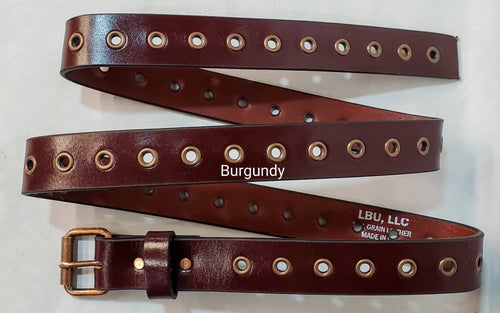 Leather Belt With Antique Copper Buckle and Grommets 1 1/2" Wide