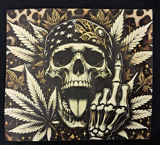 Short Sleeve T-Shirt - Weed Skull Middle Finger
