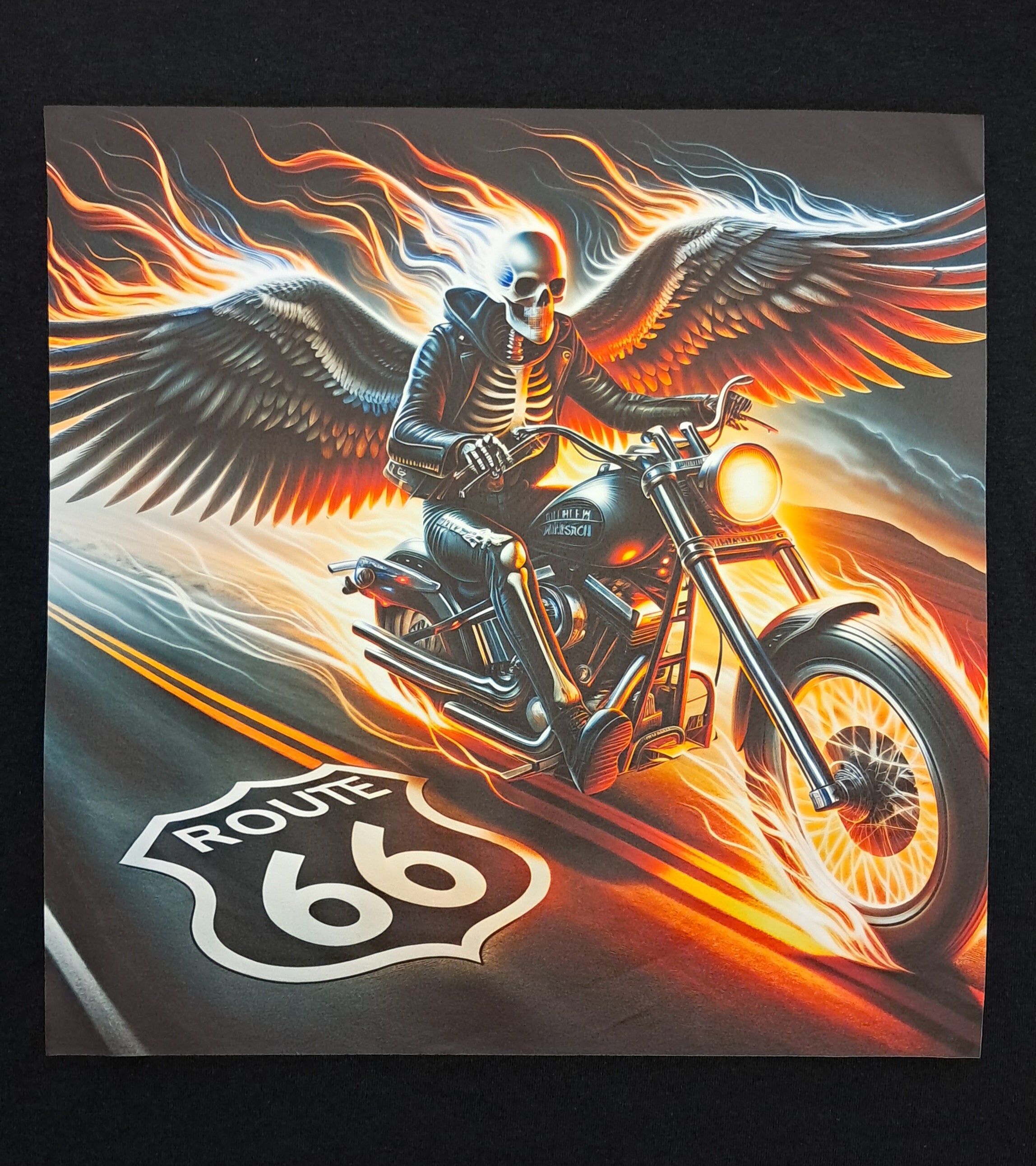 Short Sleeve T-Shirt -  Route 66 Biker Wings Motorcycle