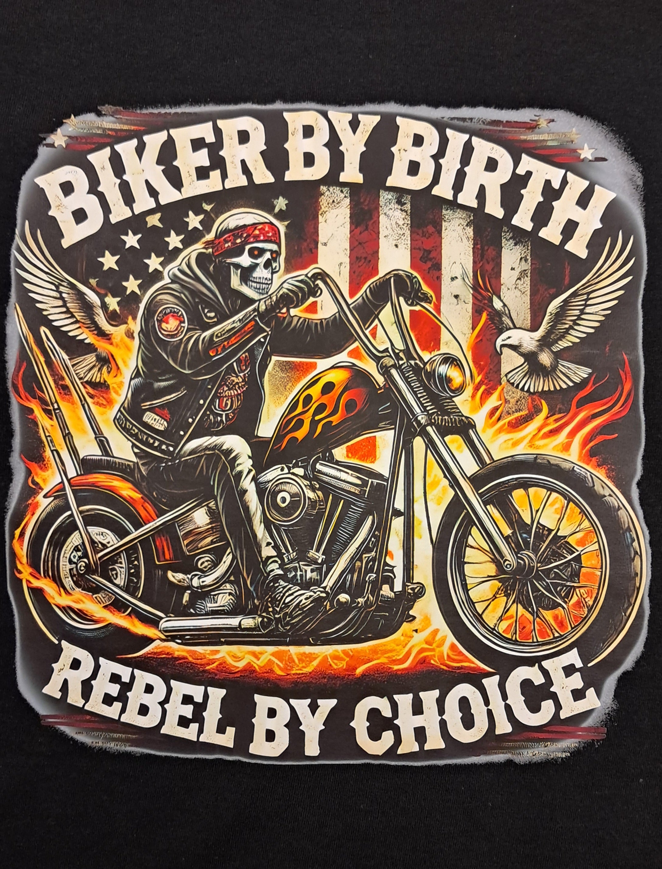 Short Sleeve T-Shirt -  Biker By Birth Rebel By Choice
