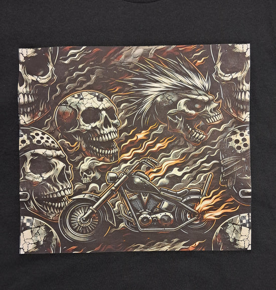 Short Sleeve T-Shirt -  Skulls Motorcycle