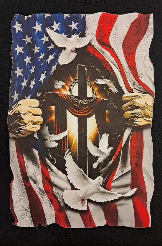 Short Sleeve T-Shirt -  Flag Cross
