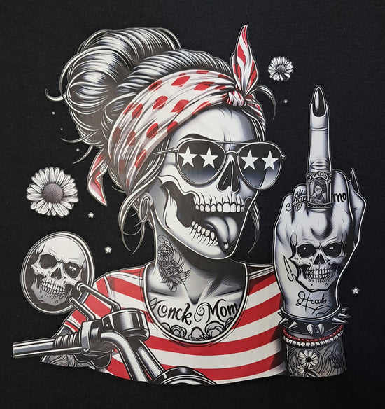 Short Sleeve T-Shirt -Biker Mom Middle Finger
