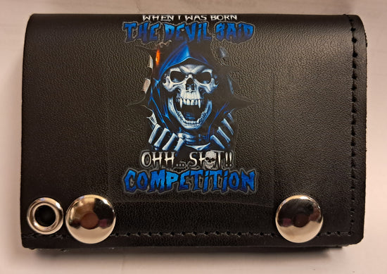 Leather Chain Wallet - When I Was Born The Devil Said Oh Shit !! Competition