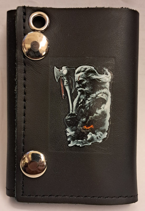 Leather Chain Wallet - Viking Axe Boat