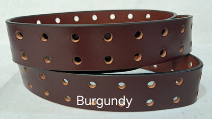 Plain Leather Belt Double Hole 1 1/2" Wide Antique Nickel Hardware