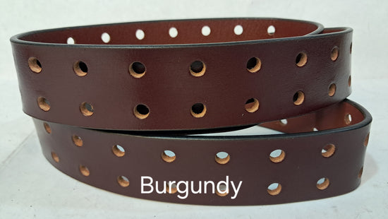 Plain Leather Belt Double Hole 1 1/2" Wide Brass Plate Hardware