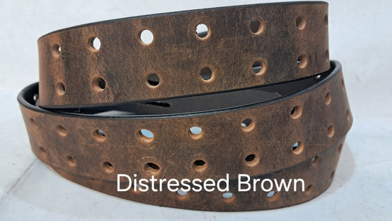 Plain Leather Belt Double Hole 1 1/2" Wide Black Plate Hardware
