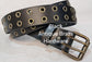 Leather Belt Double Hole With Antique Brass Buckle and Grommets 1 3/4" Wide