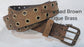 Leather Belt Double Hole With Antique Brass Buckle and Grommets 1 3/4" Wide