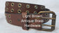 Leather Belt Double Hole With Antique Brass Buckle and Grommets 1 3/4" Wide