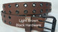 Leather Belt Double Hole With Black Plate Buckle and Grommets 1 1/2" Wide