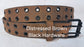 Leather Belt Double Hole With Black Plate Buckle and Grommets 1 1/2" Wide