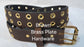 Leather Belt Double Hole With Brass Plate Buckle and Grommets 1 1/2" Wide