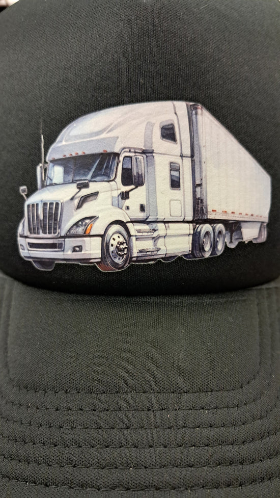Baseball Hat - White Semi Truck