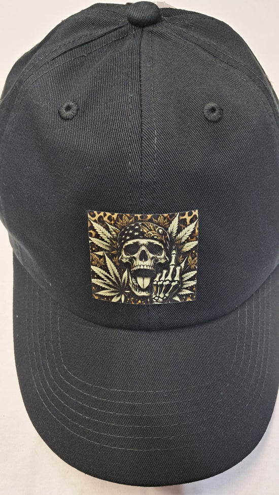 Baseball Hat - Weed - Skull Middle Finger
