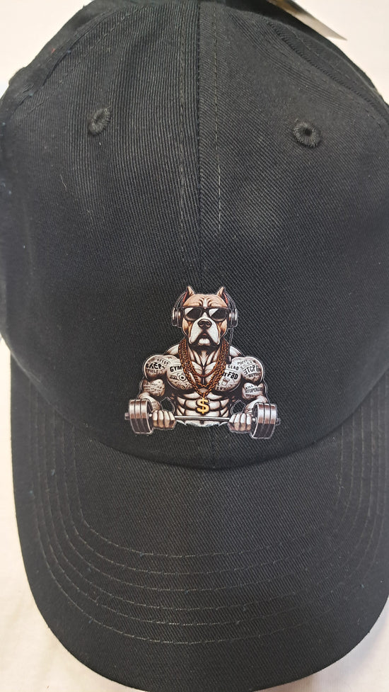 Baseball Hat - Hip Hop Pit Bull With Dumb Bell