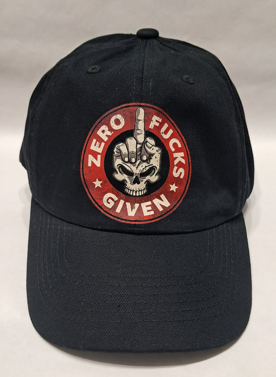 Baseball Hat - Zero Fucks Given - Skull Middle Finger