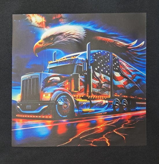Short Sleeve T-Shirt - Truck Eagle Flag