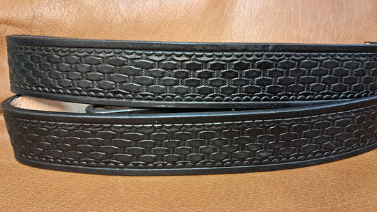 Embossed Leather Belt 1 1/2" Basketweave 2