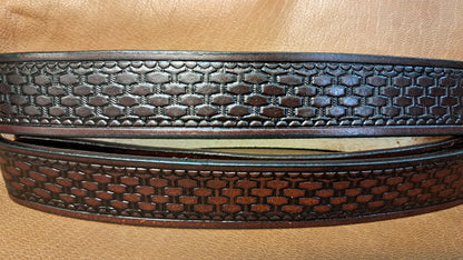 Embossed Leather Belt 1 1/2" Basketweave 2