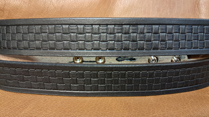 Embossed Leather Belt 1 1/2" Basketweave 4