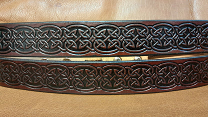 Embossed Leather Belt 1 1/2" Celtic 2