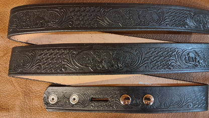 Embossed Leather Belt 1 1/2" Deer Wildlife