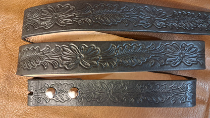 Embossed Leather Belt 1 1/2" Floral Western