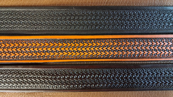 Embossed Leather Belt 1 1/2" Triweave