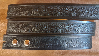 Embossed Leather Belt 1 1/2" Fish