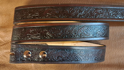 Embossed Leather Belt 1 1/2" Fish