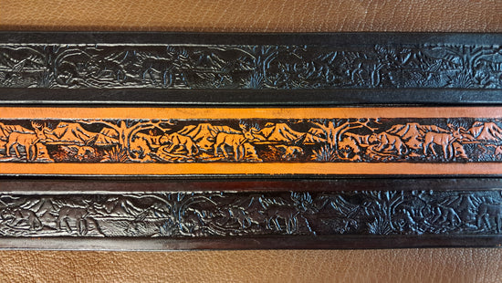 Embossed Leather Belt 1 1/2" Wildlife