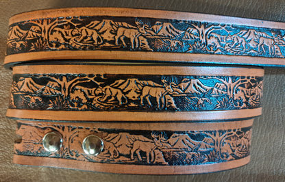 Embossed Leather Belt 1 1/2" Wildlife