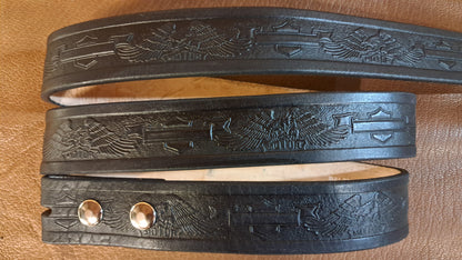 Embossed Leather Belt 1 1/2" Eagle Motor
