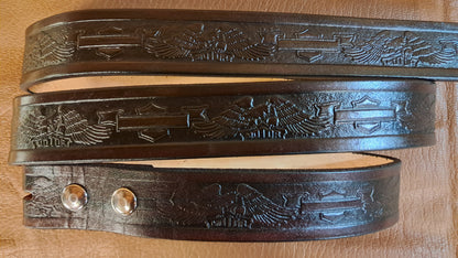 Embossed Leather Belt 1 1/2" Eagle Motor