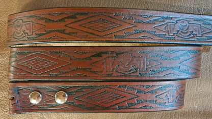 Embossed Leather Belt 1 1/2" South Western 2