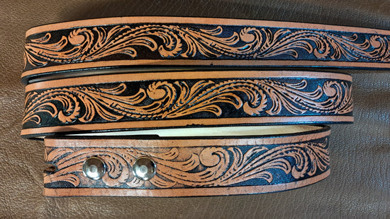 Embossed Leather Belt 1 1/2" Scroll