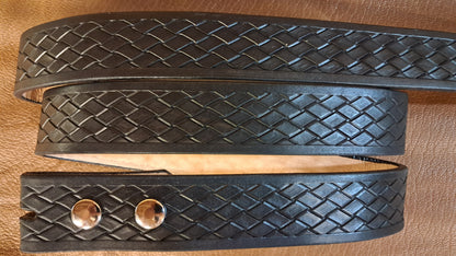 Embossed Leather Belt 1 1/2" Basketweave 3