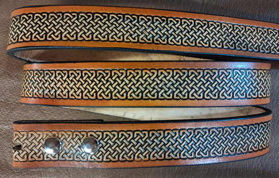 Embossed Leather Belt 1 1/2" Celtic 3 - 2 TC