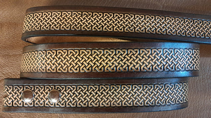Embossed Leather Belt 1 1/2" Celtic 3 - 2 TC
