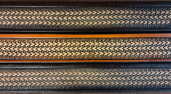Embossed Leather Belt 1 1/2" Triweave - 2 TC