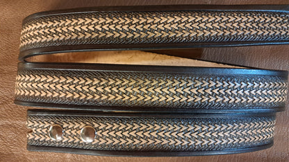 Embossed Leather Belt 1 1/2" Triweave - 2 TC