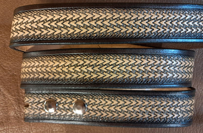Embossed Leather Belt 1 1/2" Triweave - 2 TC