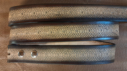 Embossed Leather Belt 1 1/2" Snake Print - 2 TC