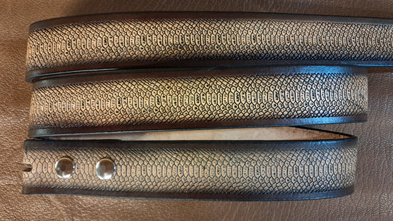 Embossed Leather Belt 1 1/2" Snake Print - 2 TC
